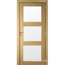 Unfinished interior modern design oak veneered wood glass door design